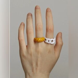 mon cher moi butter croissant enamel ring